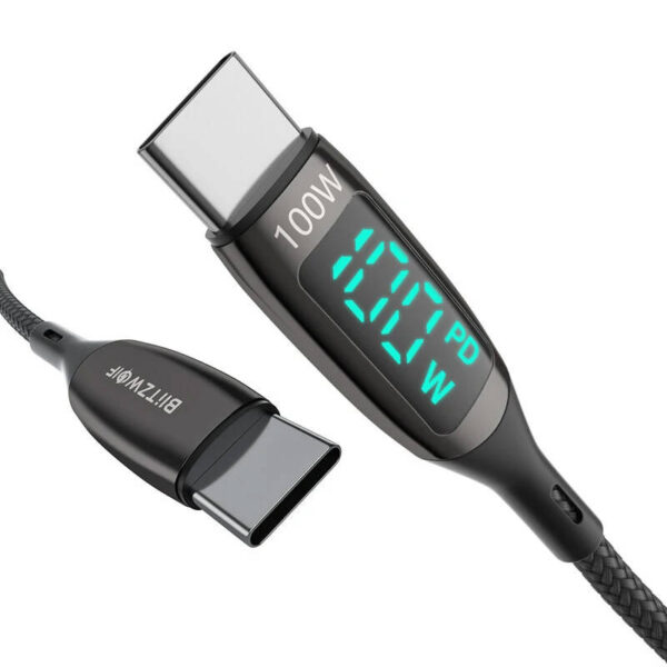 BlitzWolf-BW-TC23-USB-C-to-USB-C-cable-with-display-100W-0.9m-black