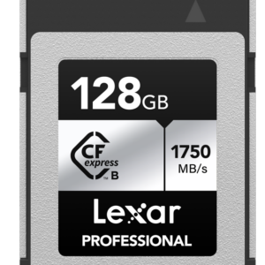 Lexar 128GB CFExpress Pro Silver seria. It also features high-speed performance of up to 1750MB/s read and 1300MB/s write.
