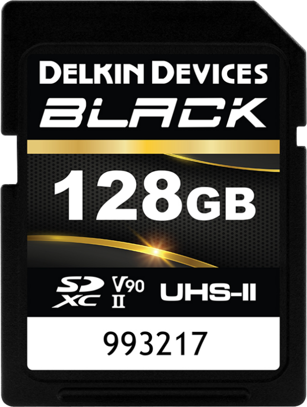 128GB Delkin SD BLACK Rugged UHS-II V90 R300 W250
