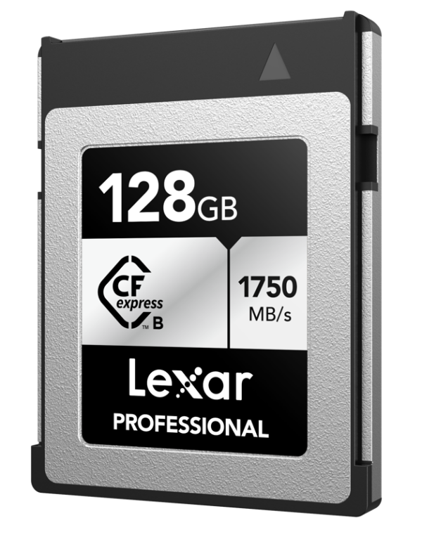 Lexar 128GB CFExpress Pro Silver seria. It also features high-speed performance of up to 1750MB/s read and 1300MB/s write.