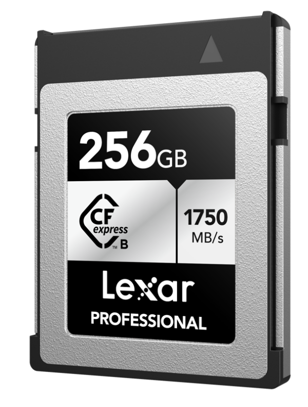 Lexar 256GB CFExpress Pro Silver seria. It also features high-speed performance of up to 1750MB/s read and 1300MB/s write.