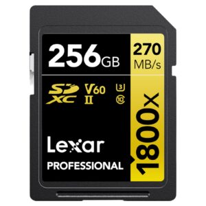 256GB Lexar Pro 1800x SDXC U3 V60 UHS-II R270/W180