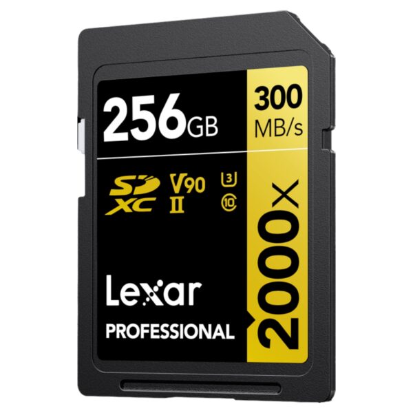 256GB Lexar Pro 2000x SDXC U3 V90 UHS-II R300MBs W260MBs