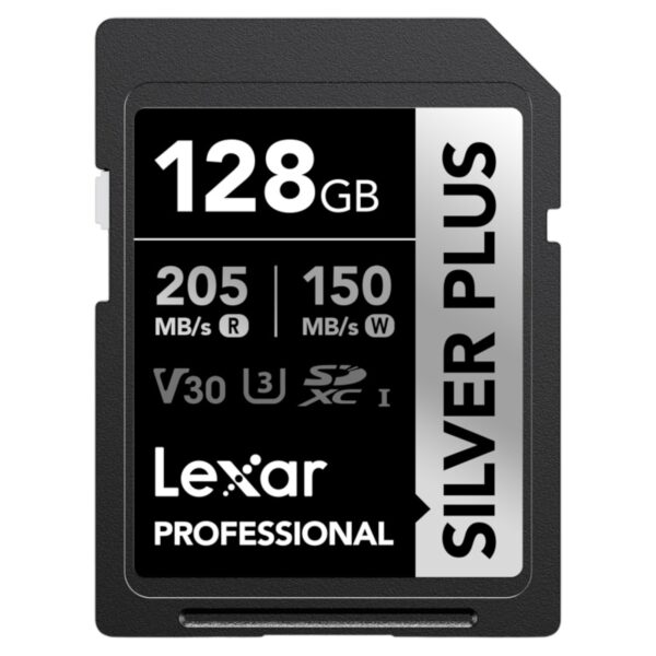 128GB Lexar SDXC Professional SILVER Plus 1066x U3 UHS-I R205 W150 V30