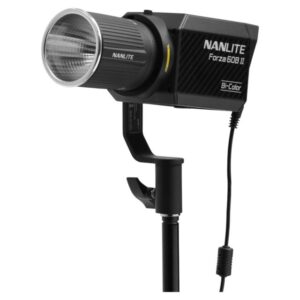 Nanlite Forza 60B II Bi-Color LED Spotlight, a PJ-FMM Projection Attachment, 19° and 36° interchangeable lenses,