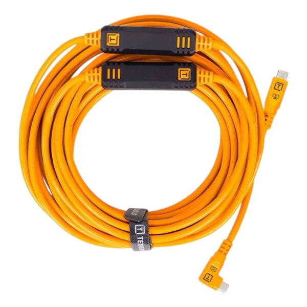 TETHERPRO USB-C TO USB-C 9.4M RIGHT ANGLE ORANGE