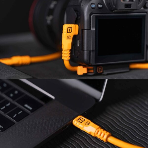 TETHERPRO USB-C TO USB-C 9.4M RIGHT ANGLE ORANGE