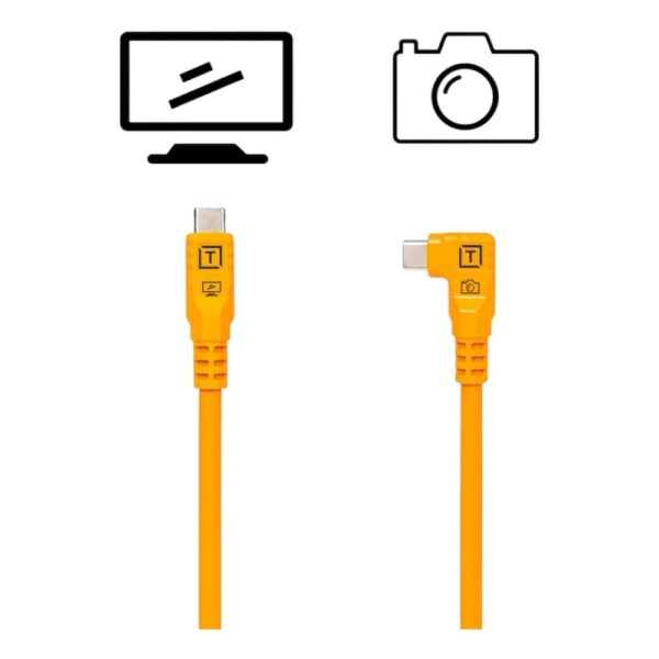TETHERPRO USB-C TO USB-C 9.4M RIGHT ANGLE ORANGE