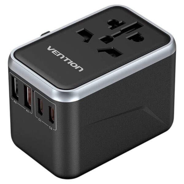 Vention FJFB0 GaN 2xUSB-C 2xUSB-A Universal Travel Adapter 65W