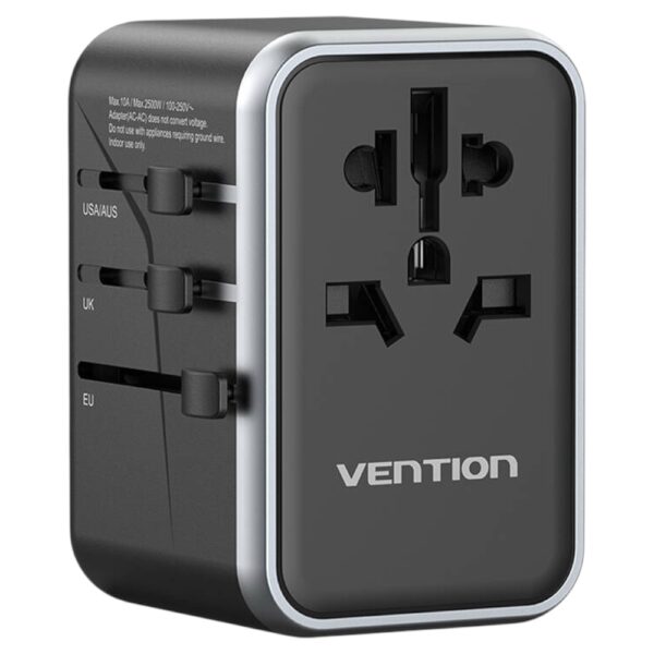 Vention FJFB0 GaN 2xUSB-C 2xUSB-A Universal Travel Adapter 65W
