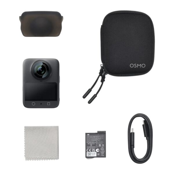 Pildil on kuvatud mida sisaldab endas DJI OSMO 360 standard komplekt: 1x kaamera, 1x aku, 1x aku