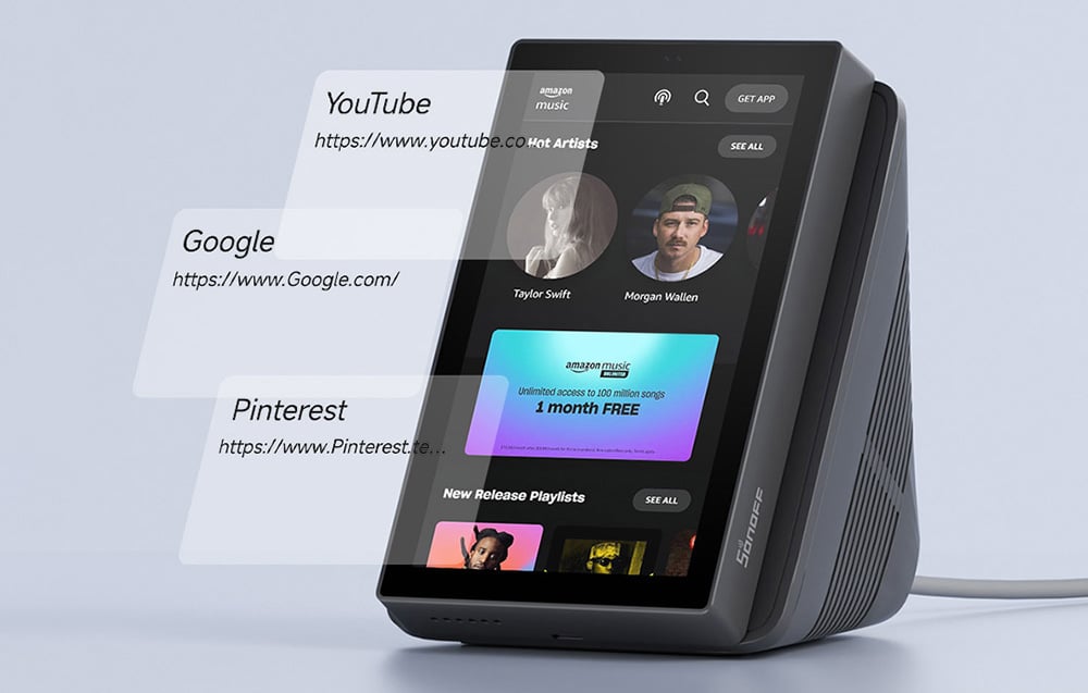 SONOFF NSPanel Pro 120 nutikodu juhtpaneel Matter WiFi Bluetooth ZigBee kaamera Youtube