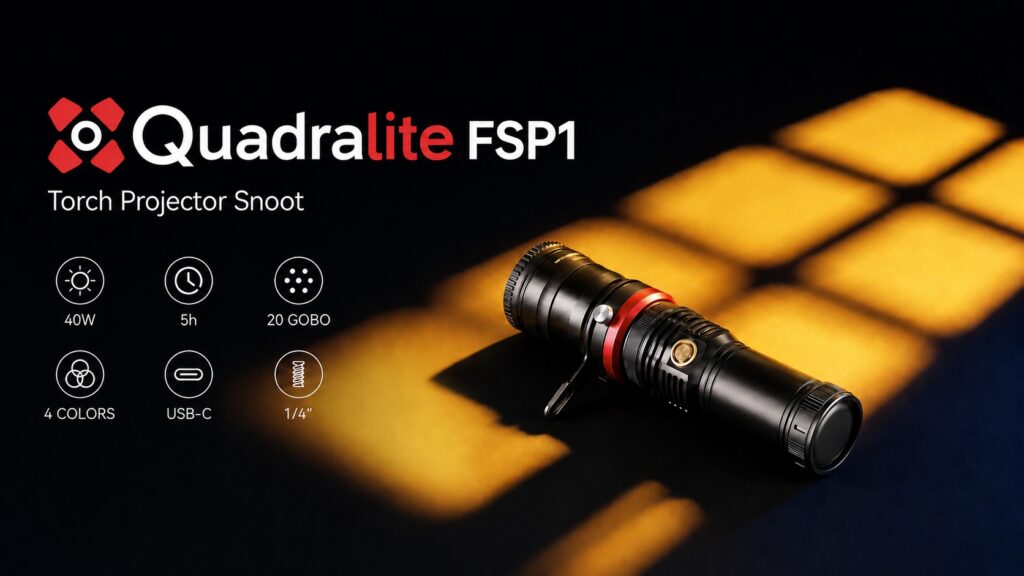 Quadralite FSP1 40W LED Projection Flashlight Snoot with Gobo tehniline info