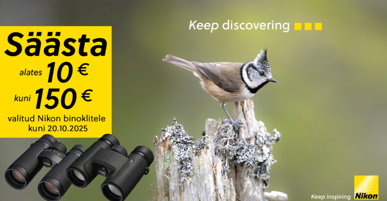 Nikon binoklite sügiskampaania 2025 – säästa 10 kuni 150 eurot valitud mudelitelt kuni 20. oktoobrini