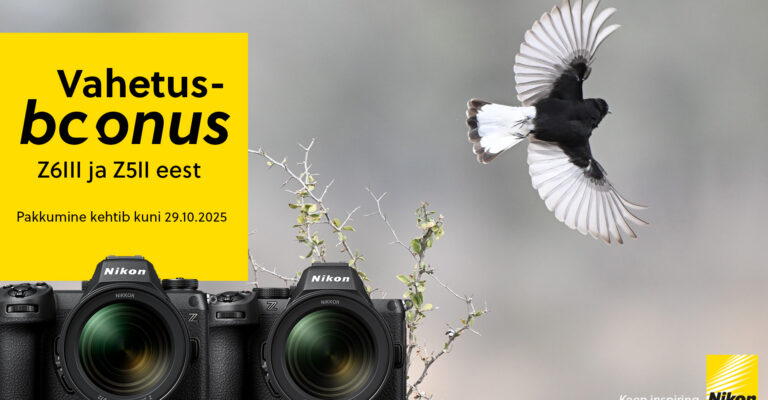 Nikon Trade-In kampaania – vaheta vana kaamera uue Nikon Z8, Z6III või Z5II vastu FOTOakadeemias, pakkumine kehtib kuni 29.10.2025.