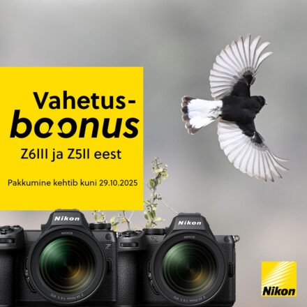 Nikon Trade-In kampaania – vaheta vana kaamera uue Nikon Z8, Z6III või Z5II vastu FOTOakadeemias, pakkumine kehtib kuni 29.10.2025.
