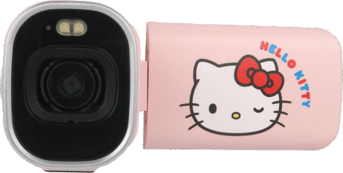 YASHICA Hello Kitty DigiPocket Camcorder – roosa väike videokaamera Hello Kitty kujundusega.