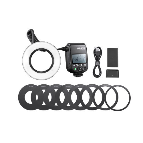 Godox MF-R76 makro rõngasvälgu komplekt adapterrõngaste ja laadijaga