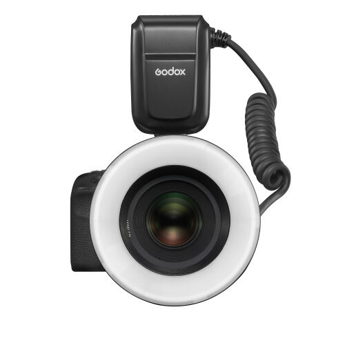 Godox MF-R76 makro rõngasvälk kaameral tagantvaates