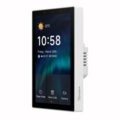 SONOFF NSPanel Pro 120 nutikodu juhtpaneel Matter WiFi Bluetooth ZigBee valge küljelt vaade