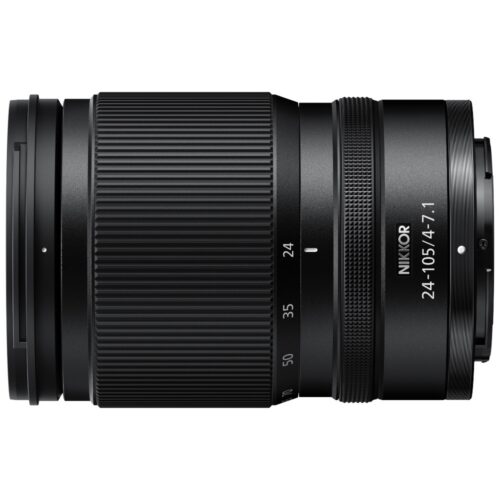 NIKKOR Z 24–105mm f/4–7.1 külg vaade nimetusega
