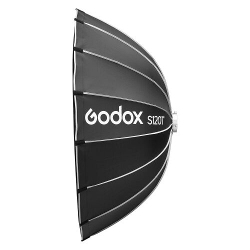 Godox S120T softboks 120 cm külgvaates, kiiravamisega vihmavarju-tüüpi disain