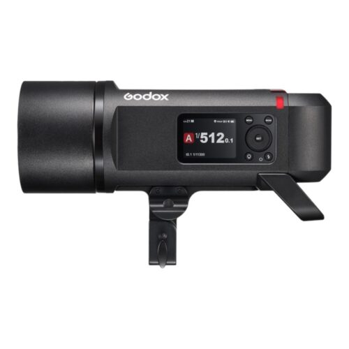 Godox AD800 Pro akuga välklamp küljelt vaade LED ekraaniga