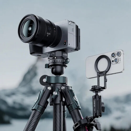 Ulanzi MA50 Uka Magnetic Mobile Phone Holder kasutusel koos kaamera ja statiiviga