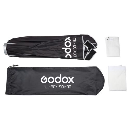 Godox UL-Box-90 kiiravatav softbox Bowens kinnitusega 90 × 90 cm komplektis
