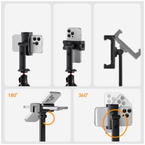 Ulanzi MA54 Uka telefoni statiivihoidiku erinevad vaatenurgad