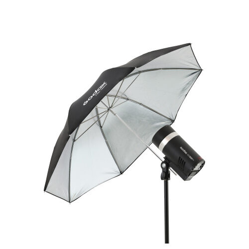 Godox UBL-085S – kaasaskantav stuudiovihmavari hõbedane 85 cm ad300 välgu ees