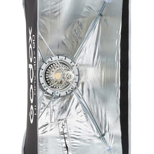 Godox UL-BOX-30x90 – kiirelt avatav ristkülik softbox Bowens bajonetiga 30 × 90 cm seest vaade