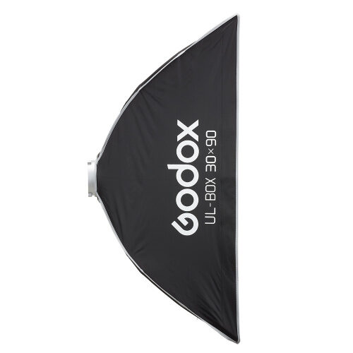 Godox UL-BOX-30x90 – kiirelt avatav ristkülik softbox Bowens bajonetiga 30 × 90 cm külgvaates