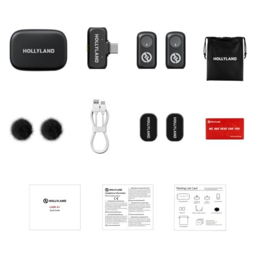 Hollyland LARK A1 Duo with USB-C RX + Charging Case komplektis