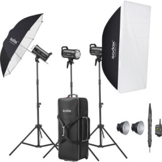 Godox SK300III-V Studio Flash Kit koos softboksi, vihmavarju ja statiividega