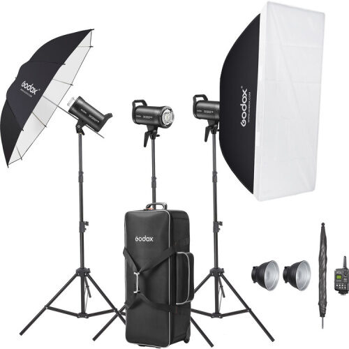 Godox SK300III-V Studio Flash Kit koos softboksi, vihmavarju ja statiividega