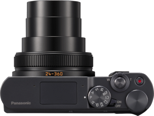 Panasonic Lumix DC-TZ300 pealtvaade, objektiiv osaliselt väljasuumitud
