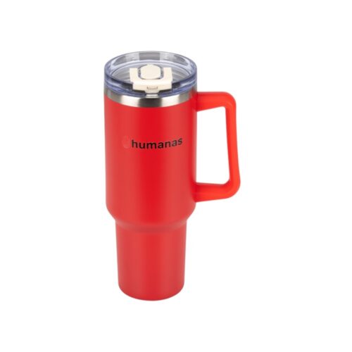 Humanas Viva Thermal joogitops 1200 ml punane pealt vaade kaanega