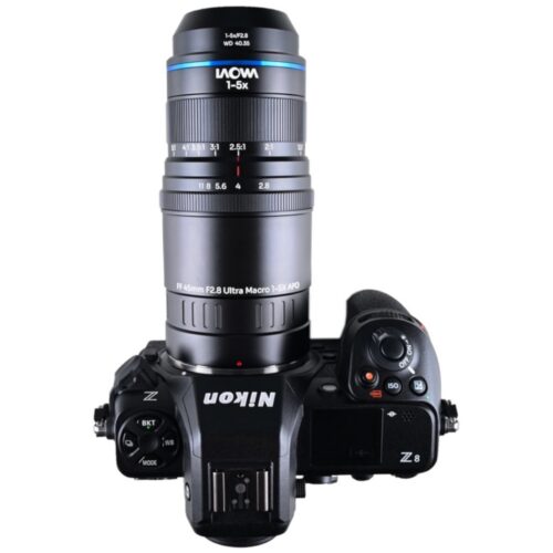 Laowa Aksen 45mm f/2.8 1-5X Ultra Macro APO Nikon Z kaameraga pealt