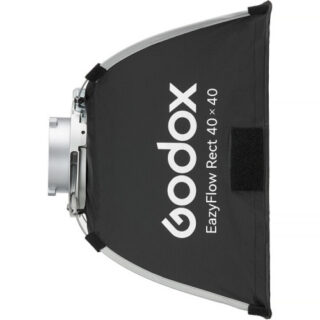 Godox EazyFlow Rect 40x40 softbox külgvaates, must kangas ja hõbedane kinnitusrõngas
