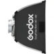 Godox EazyFlow Rect 40x40 softbox külgvaates, must kangas ja hõbedane kinnitusrõngas