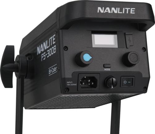 Nanlite FS-300B tagapaneel OLED-ekraani ja juhtnuppudega