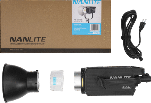 Nanlite FS-300B Bi-Color LED spotvalgusti täiskomplekt originaalkarbiga