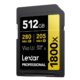 512GB Lexar Pro 1800x SDXC U3 UHS-II R280/W205 V60 mälukaart paremast küljest