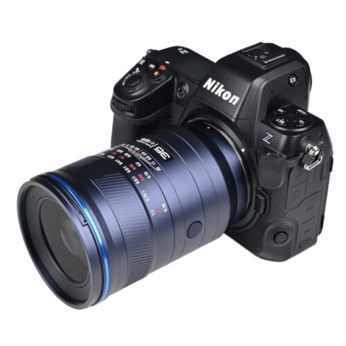 35mm f/2.8 1X Macro APO Laowa ACRIS Nikon Z kaameraga objektiiv eest paremalt küljelt