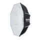 Godox EazyFlow Beauty Dish 65 must ja valge külgvaates, valge sisepinna ja valge deflektoriga