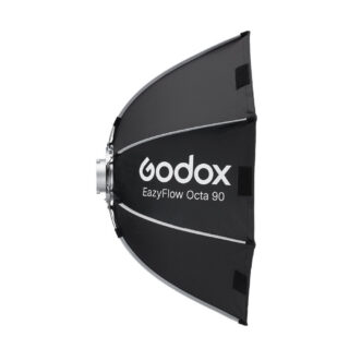 Godox EazyFlow Octa 90 softbox profiilvaates, nähtav sügav kuju ja Bowens kinnitus