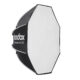 Godox EazyFlow Octa 90 softbox külgvaates, kaheksanurkne kokkupandav softboks eesmise valge hajutiga