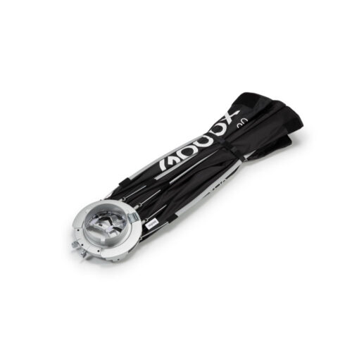 Kokkupandud Godox EazyFlow Octa 90 softbox koos Bowens kinnitusrõnga ja vardadega