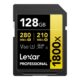 Lexar Professional 1800x 128GB SDXC UHS-II mälukaardi esikülg: 280 MB/s R, 210 MB/s W, V60, U3, SDXC II